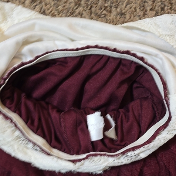 Elegant White and Burgundy/Wine Kids Dress - Picture 3 of 6